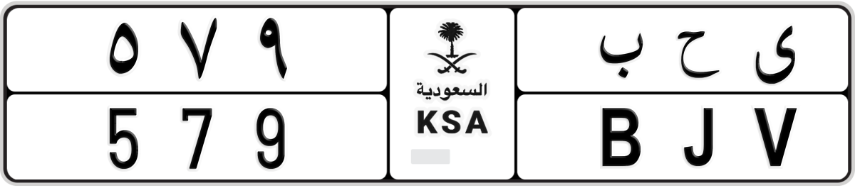 normal License Plate Number 579 Code BJV