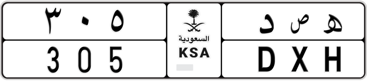 normal License Plate Number 305 Code DXH